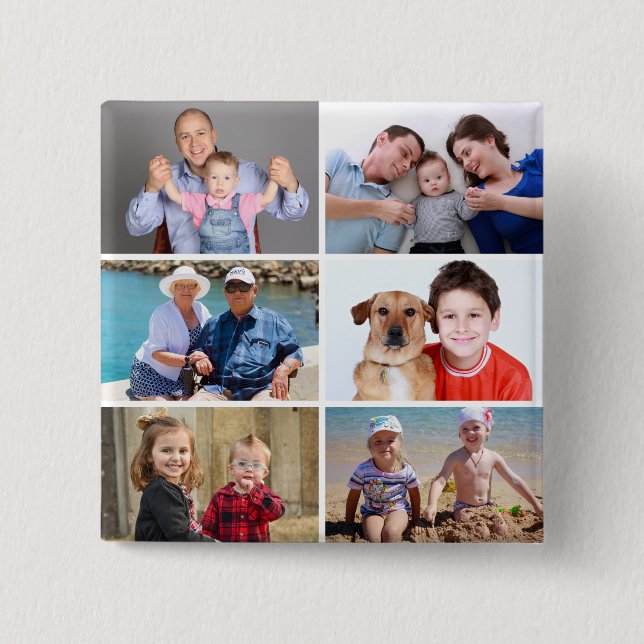 Custom Add Your Own 6 Photo Personalized Button (Front)