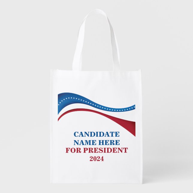 Custom Add Your Own Candidate for President 2024 Grocery Bag (Front)