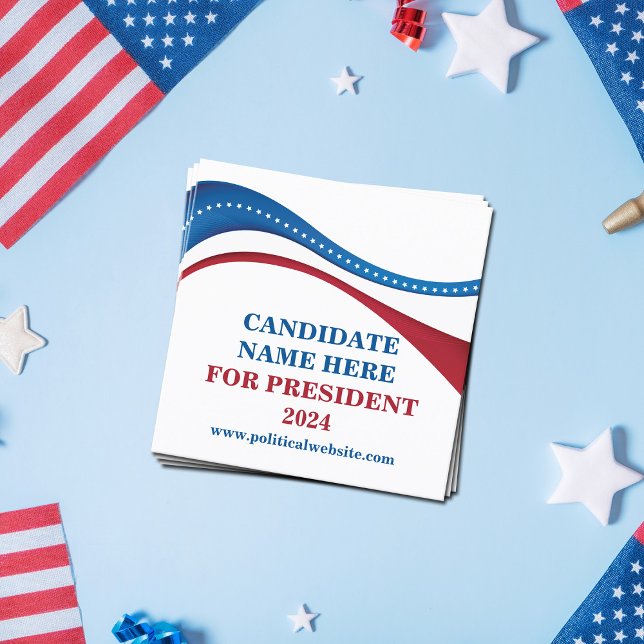 Custom Add Your Own Candidate for President 2024 Square Business Card (Creator Uploaded)