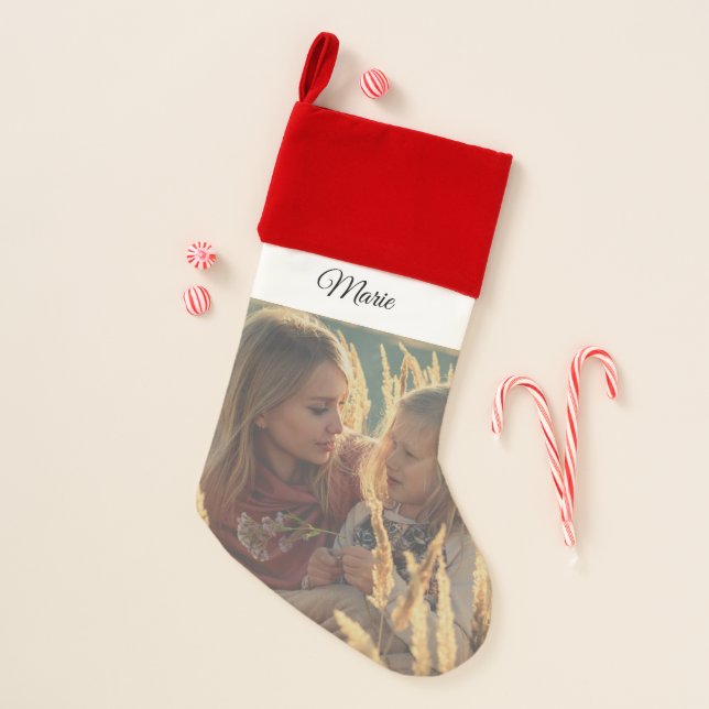 custom add your photo christmas personalized small christmas stocking (Front)
