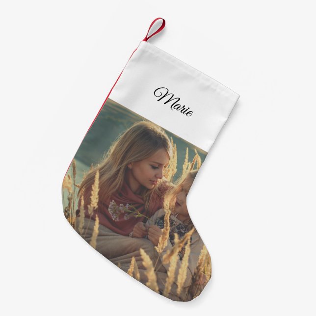 custom add your photo christmas personalized small christmas stocking (Front (Hanging))