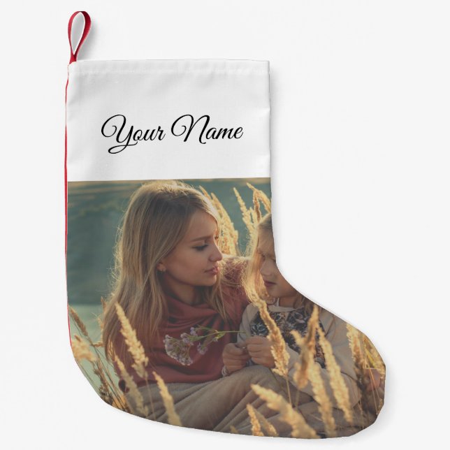 custom add your photo christmas personalized small stocking (Front)