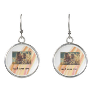 custom add your photo christmas personalized water earrings