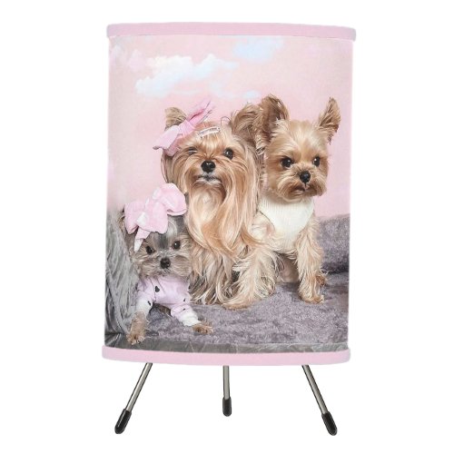 Custom Add Your Photo Pet Dog Glam and Glitter Tripod Lamp