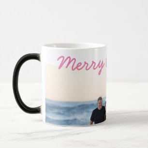 custom add your photo text merry christmas holiday color morph mug