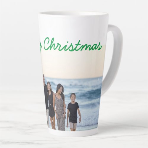 custom add your photo text merry christmas holiday latte mug