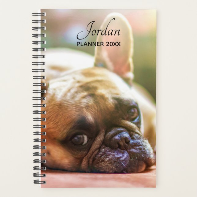 Custom Add YOUR Photos Name French Bulldog Planner (Front)