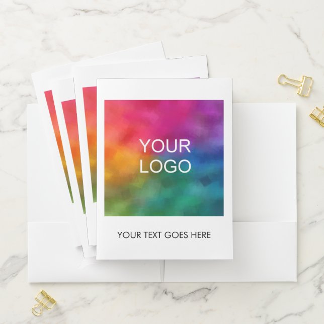 Custom Add Your Text Company Logo Here White Pocket Folder (In Situ)