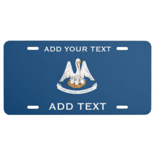 Custom Add Your Text Louisiana Coat Of Arms Flag License Plate