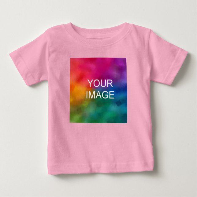 Custom Add Your Text Upload Photo Pink Fine Jersey Baby T-Shirt (Front)