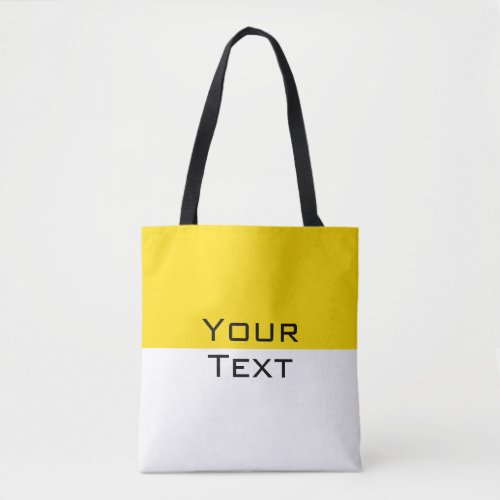 Custom Add Your Text Yellow White Shoulder Tote Bag