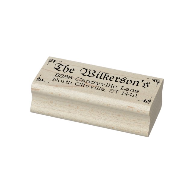 Custom Address and Decorative Name with Frame Rubber Stamp (Stamp)