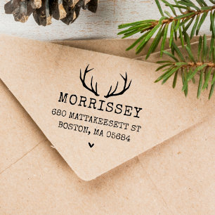 Custom Address Deer Antlers Self-inking Stamp