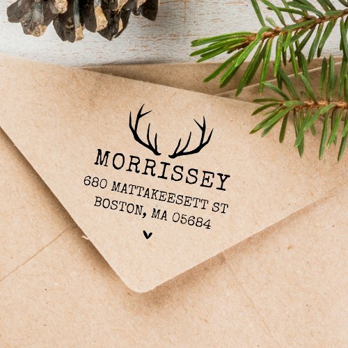 Custom Address Deer Antlers Self_inking Stamp