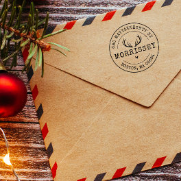 Custom Address Deer Antlers Self-inking Stamp