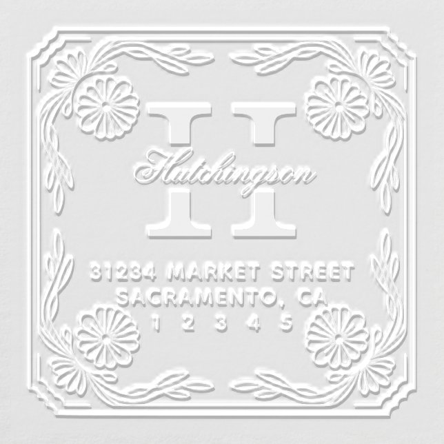 Custom Address Embosser - Floral Frame (Design)