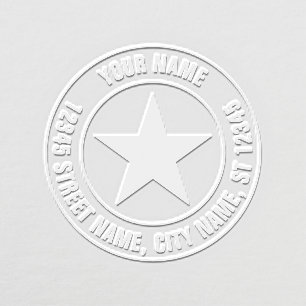Custom address embosser with round star logo