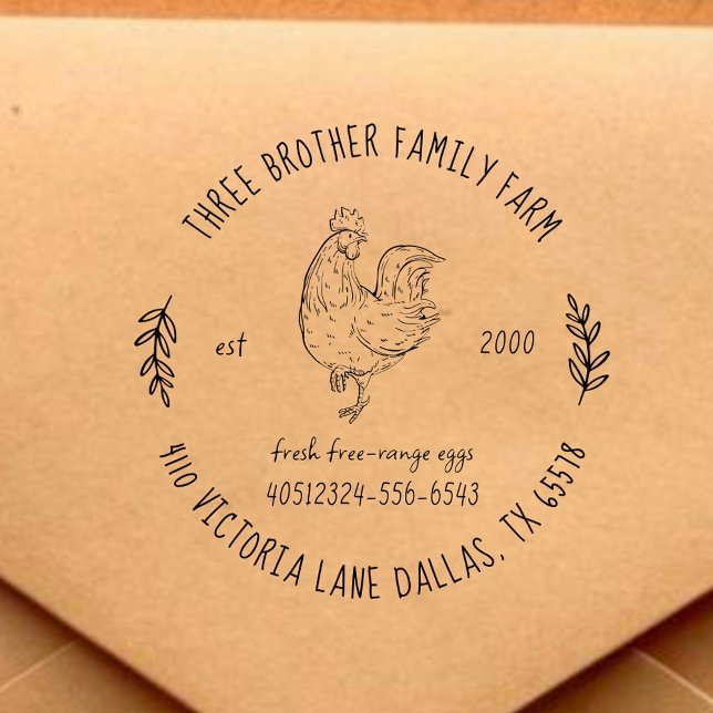 Custom Address Farm Fresh Eggs Homestead & Contact Rubber Stamp (Creator Uploaded)