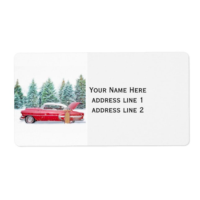 custom address label classic car Christmas (Front)