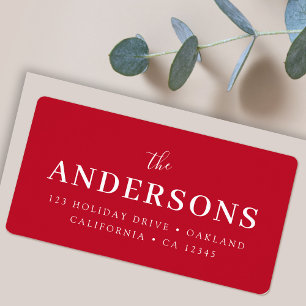 Custom Address Label Modern Minimal Red