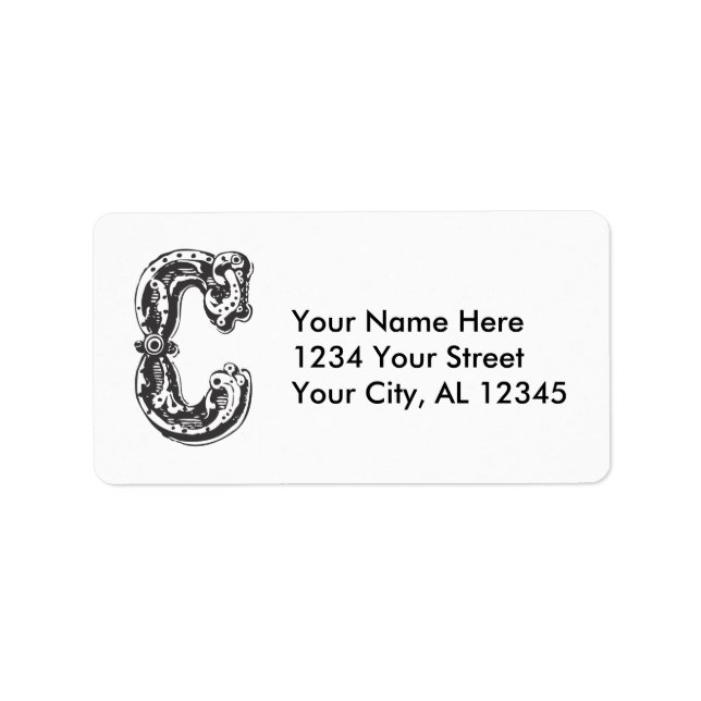 Custom Address Label Monogram Letter C (Front)