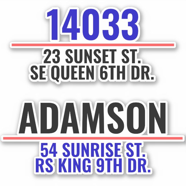 Custom Address Mailbox Numbers (Family Last Name) Sticker (Front)