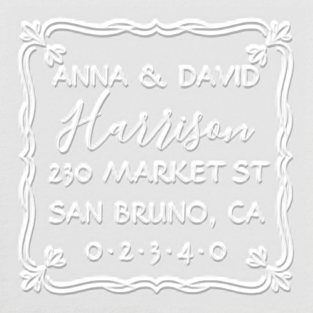 Custom Address & Name - Elegant Deco Border Embosser (Design)