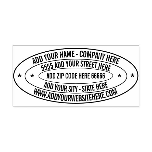 Custom Address Name Website Oval Rubber Stamp