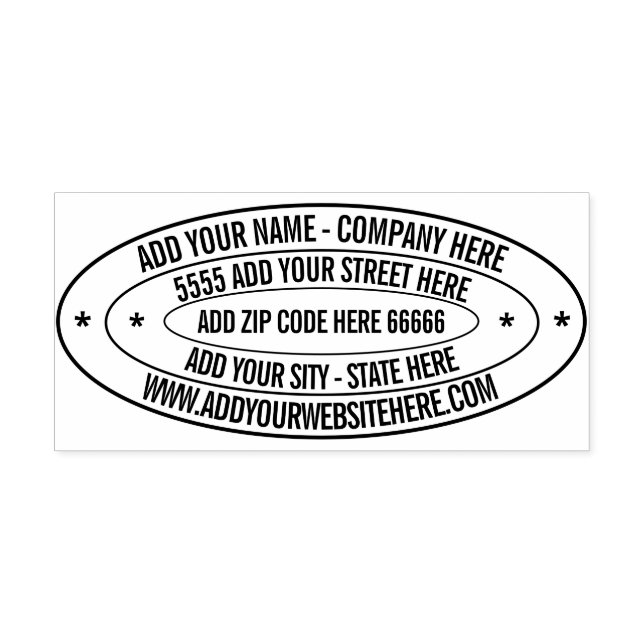 Custom Address Name Website Oval Rubber Stamp (Imprint)