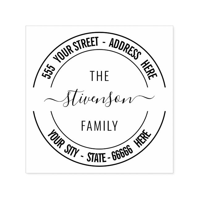 Custom Address Round Self-inking Stamp Template (Design)