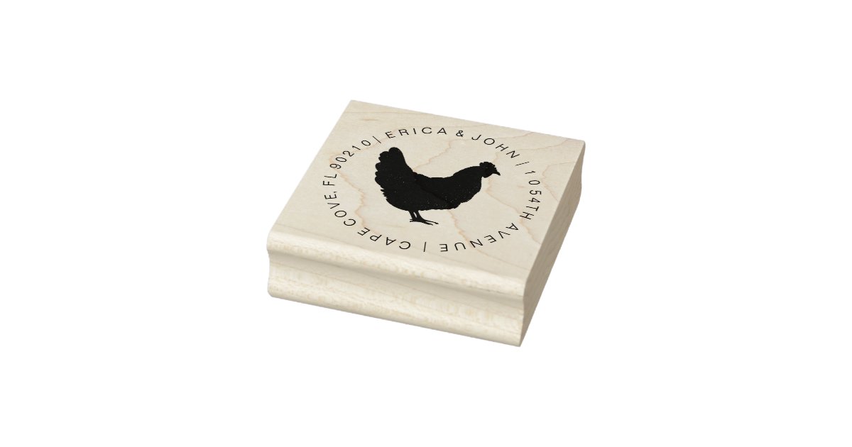 Custom address rubber stamp, Chicken hen Stamp | Zazzle
