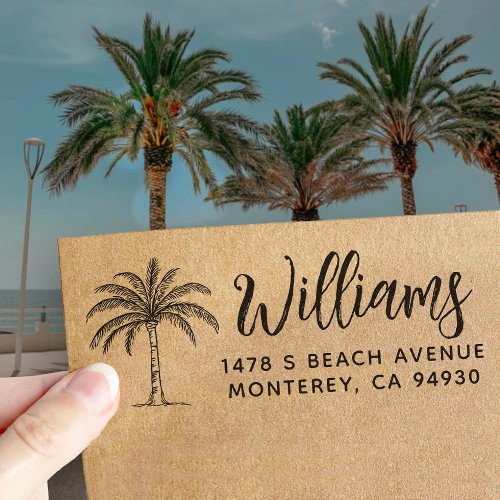 Custom Address Stamp With Palm Tree