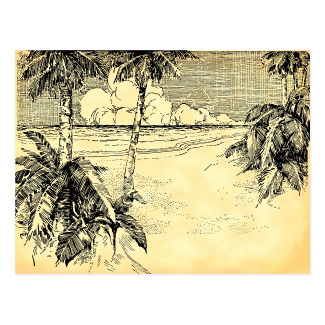Custom Address Tropical Beach Vintage Art Postcard