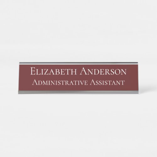 Custom Administrative Assistant Maroon Desk Name Plate