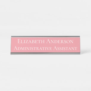 Custom Administrative Assistant Pink Desk Name Plate