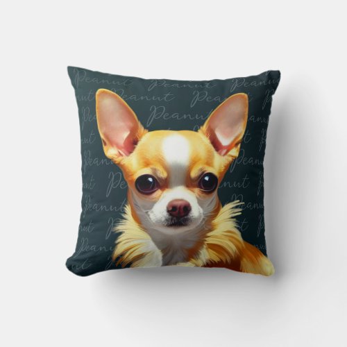 Custom Adorable Chihuahua Green Throw Pillow