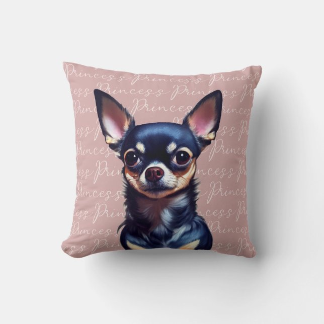Custom Adorable Chihuahua Pink  Throw Pillow (Front)