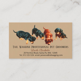 Custom Adorable Cute Dachshund Puppy Pet Grooming Business Card