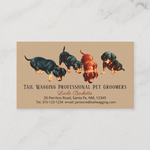 Custom Adorable Cute Dachshund Puppy Pet Grooming Business Card