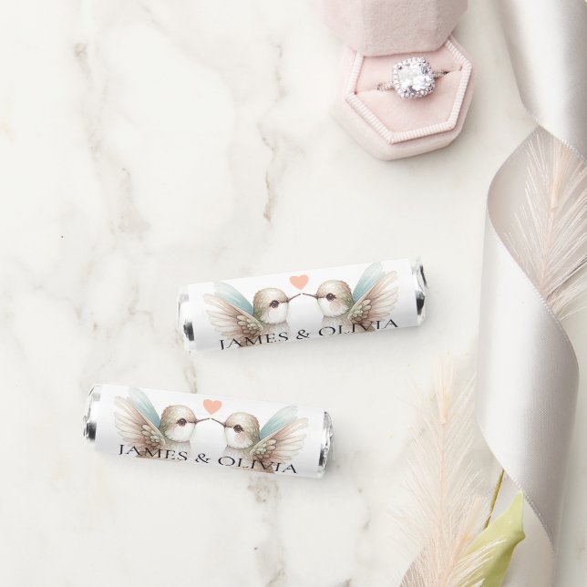 Custom Adorable Hummingbird Heart Wedding Breath Savers® Mints (Wedding)