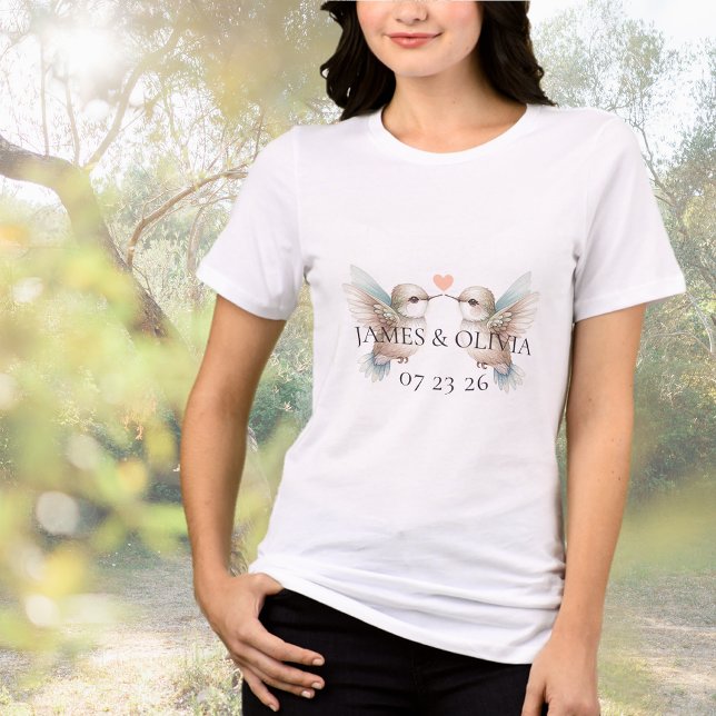 Custom Adorable Hummingbird Heart Wedding Tri-Blend Shirt (Creator Uploaded)
