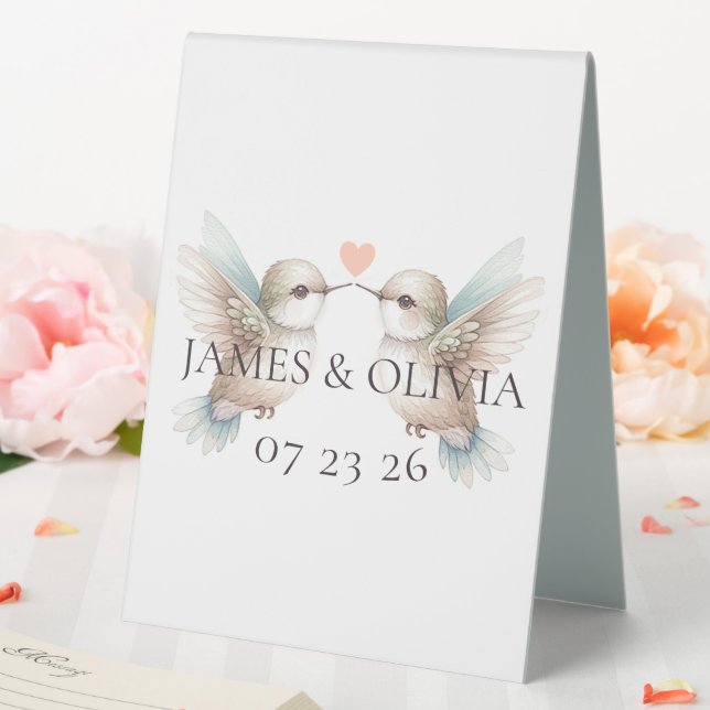 Custom Adorable Hummingbird Wedding Table Tent (In SItu (Wedding))