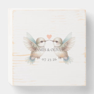 Custom Adorable Hummingbird Wedding Wooden Box Sign