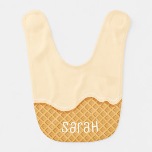 Custom adorable ice cream girly pink vanilla baby bib