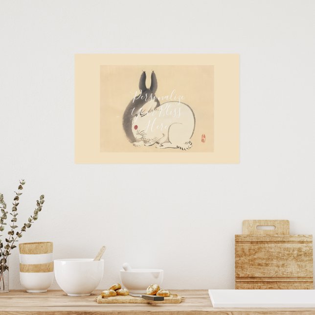 CUSTOM Adorable Japanese Rabbit Art Print by Kono  (Kitchen)