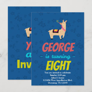 Custom Adorable Llama Cartoon Invitations for Kids
