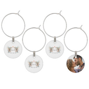 Custom Adorable Wedding Add Photo Wine Charm