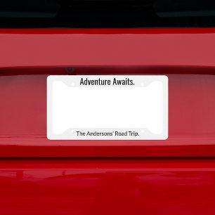 Custom Adventure Awaits Travel License Plate Frame