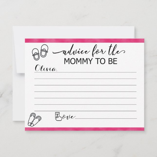 Custom Advice Cards for Mom to Be at Baby Shower (Front)