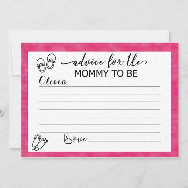 Custom Advice Cards for Mom to Be at Baby Shower (Front)
